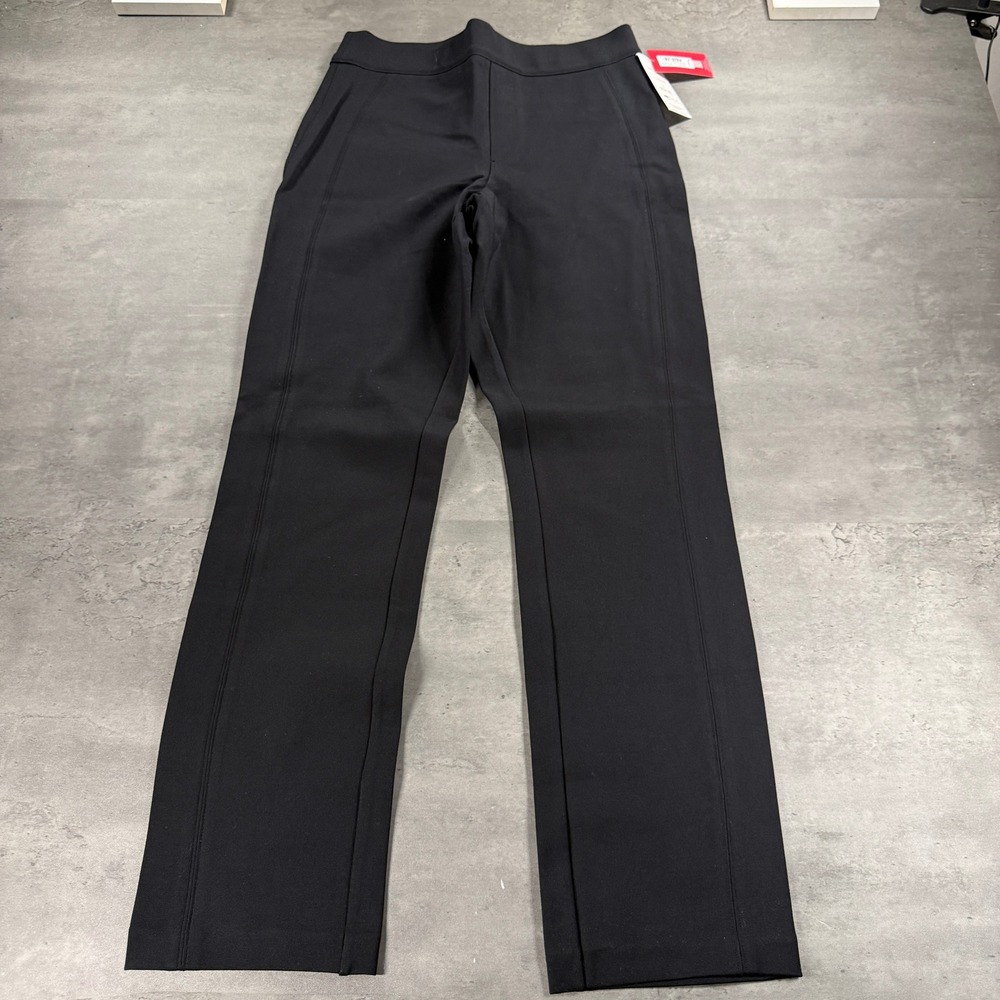 Spanx Pants Womens M Ponte Slim Straight Black Pull On Stretch $158 Supersmooth